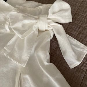 Boston Proper Pleated Cotton Eyelet Skirt w Bow NWT Size14